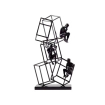 Geometric metal black paint Wrought iron thinker ornaments Modern simple model room TV cabinet Sculpture crafts