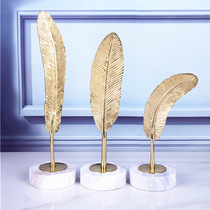 European pure copper feather ornaments Modern light luxury home decorations crafts TV cabinet desktop personality furnishings