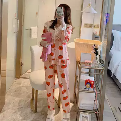 Pajamas women's spring and autumn long-sleeved Korean version of fresh and cute students sweet princess style suit home clothes autumn and winter thin models