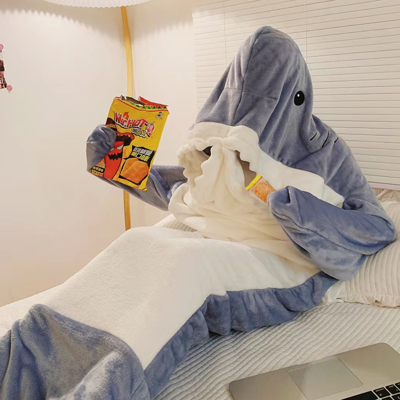 In Stock Cute Shark Sleeping Bag Coral Fleece Pajamas for Women Autumn and Winter Unisex Flannel Loungewear Spring and Autumn In Stock Cute Shark Sleeping Bag Coral Fleece Pajamas for Women Autumn and Winter Unisex Flannel Loungewear Spring and Autumn