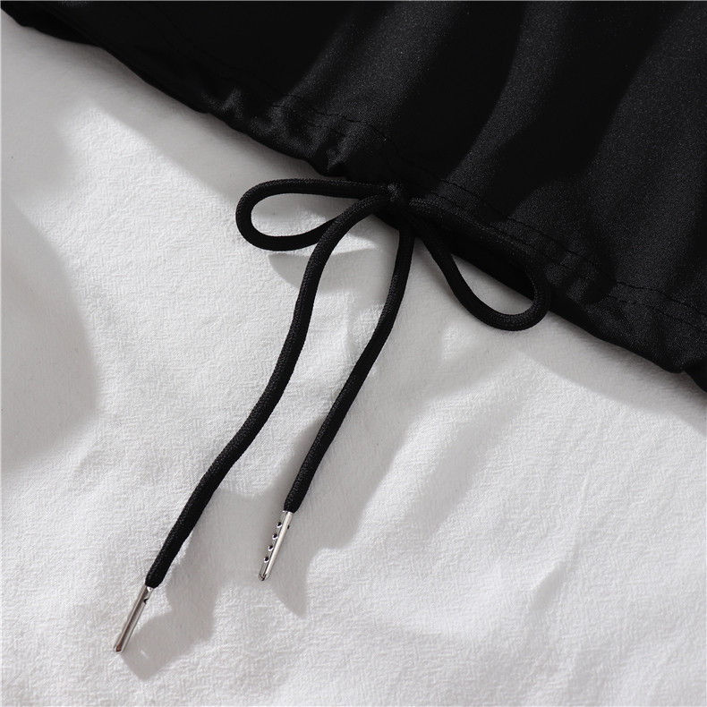 Комплект, короткая черная футболка с коротким рукавом, штаны для девушки 