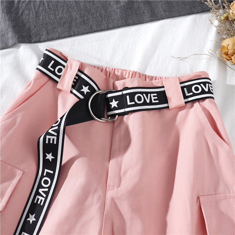 Комплект, короткая черная футболка с коротким рукавом, штаны для девушки 