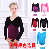 Dance clothes children practice womens velvet practice clothes girls ballet long sleeve body clothes Chinese dance performance clothes