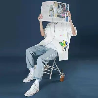 Summer men's casual suit fashion ruffian handsome high-end dating men's set with handsome three-piece clothes