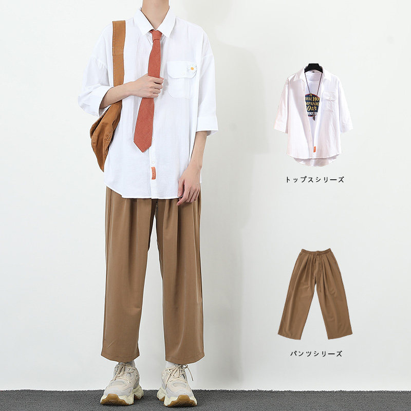70% short sleeve shirt male yuppie handsome dk uniform suit Korean version trendy summer thinly manly set with a pair of handsome men