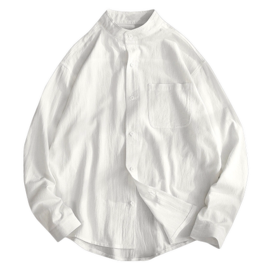 Handsome long sleeve Korean style trendy stand collar shirt