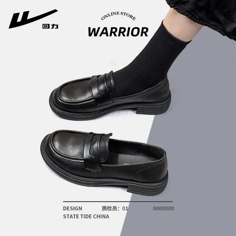 ウォリアー レディース ローファー、2026 年春新作、英国風ブラック レディースシューズ、ワークシューズ、ソフトソール、快適な JK レザーシューズ。