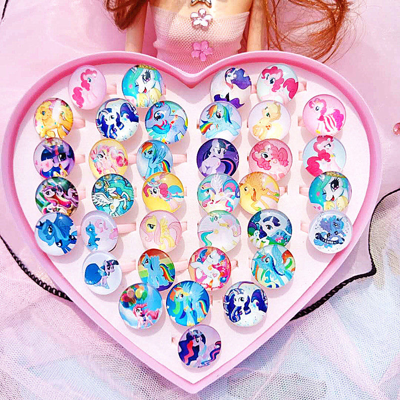 Kids Pony Kids Ring Girl Cute Cartoon Baby Diamond Universe Princess Gemstone Toy Ring Jewelry Accessories