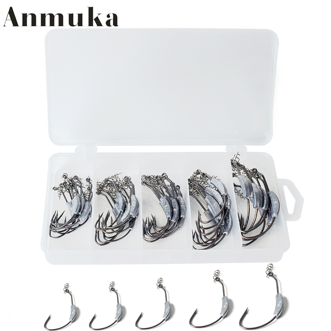 Lujah crank hook with lead with spiral lock needle primary colour wide belly hanging bottom lead head hook soft bait barb high carbon steel suit