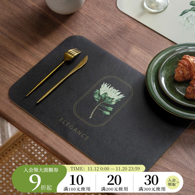Van Residence Attitude Monarch Flowers Leather Western Dining Mat thermal insulation waterproof and anti-grease Anti-burn table mat Living room Net Red Home-Taobao