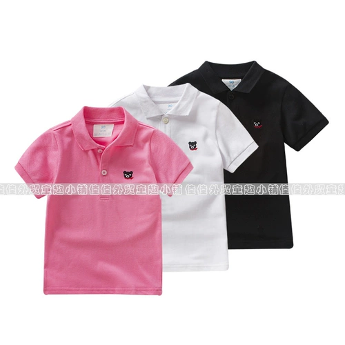 Летняя однотонная футболка polo, короткий рукав, детская одежда
