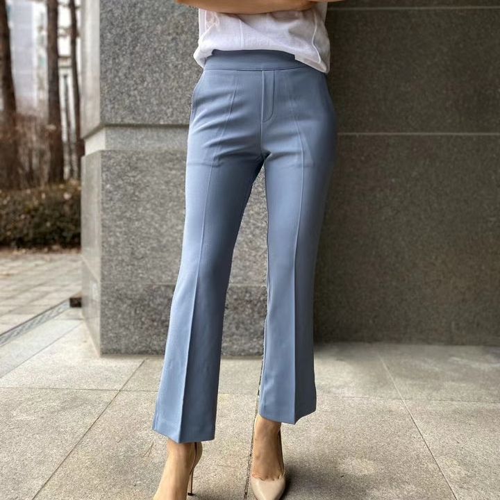 Outer side small open fork micro-LaMagic high waist beam belly pants invisible tightness waist and no buckle elastic force big size Korean spring