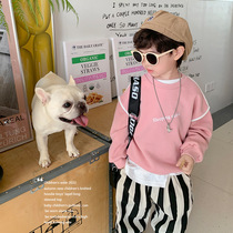 Boys sweater Korean style long-sleeved pullover girls solid color pullover T-shirt bottoming shirt 2022 new tops