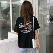 Summer short-sleeved t-shirt womens 2021 new summer Korean edition black student fashion cotton top loose and wild t-shirt