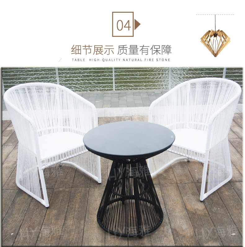 Ban công ngoài trời giải trí bàn ghế nhỏ bàn cà phê kết hợp ba mảnh vườn cafe tay dệt nhà máy trực tiếp mây đồ nội thất ghế thư giãn ngoài trời
