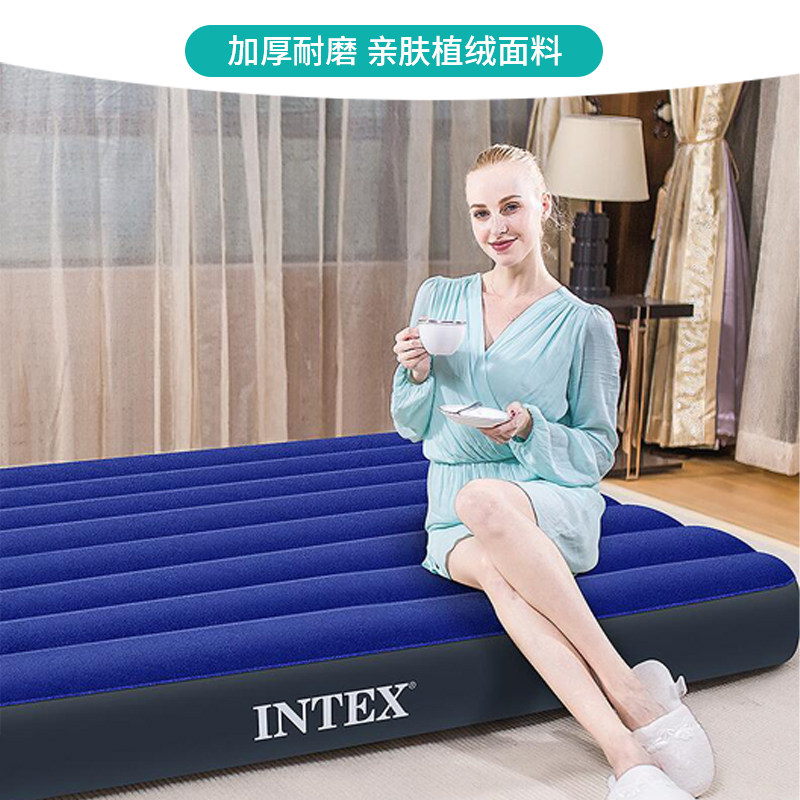 INTEX inflatable mattress home double single floor bed outdoor camping portable thick car escort nap