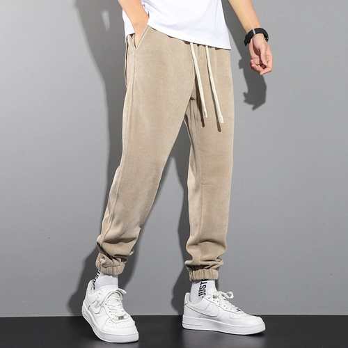 Вельветовые японские штаны, на шнурках, свободный прямой крой