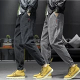 Трендовые утепленные вельветовые спортивные штаны для отдыха, в корейском стиле, свободный крой