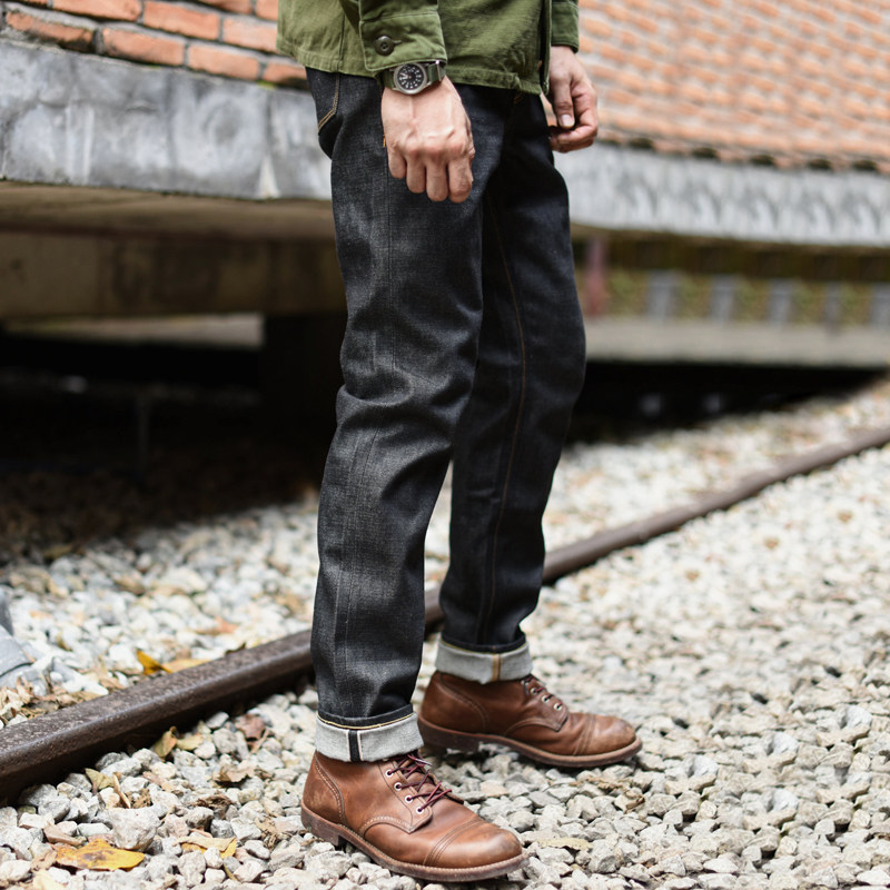 Dip sauce black 310XX-S zipper jeans men slim narrow feet Denim small feet original cow red ears