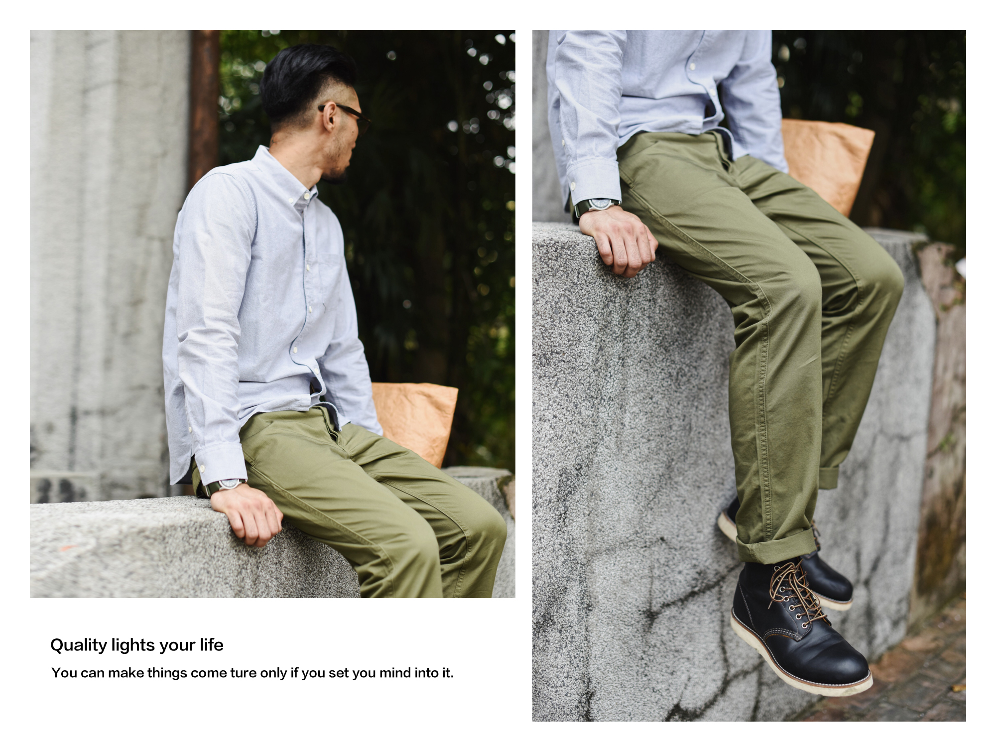 Dip Sauce Navy Officers Quần CHINO Vintage Khaki Quần âu Quần cotton Quần nam Quần âu Xuân-Thu - Crop Jeans quần áo nam đẹp