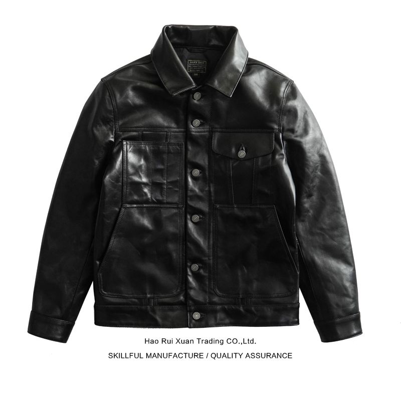 Dip Sauce Cruiser Leather Jacket for Men, Men's Jacket, American Retro Workwear Jacket, Ame-Kaji Style