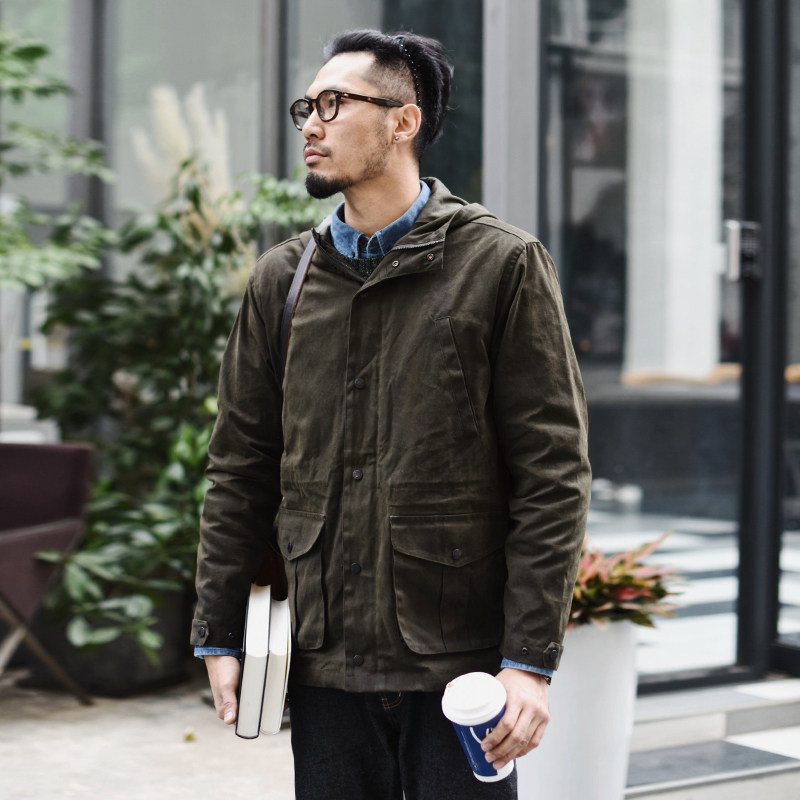 Sauce oil wax windshield with inner bile workwear ancient jacket casual jacket men's jacket Amei click fit