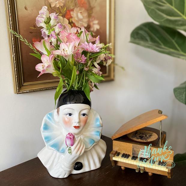 Creative ins style European-style small ceramic vase blue pink desktop countertop home living room study bedside