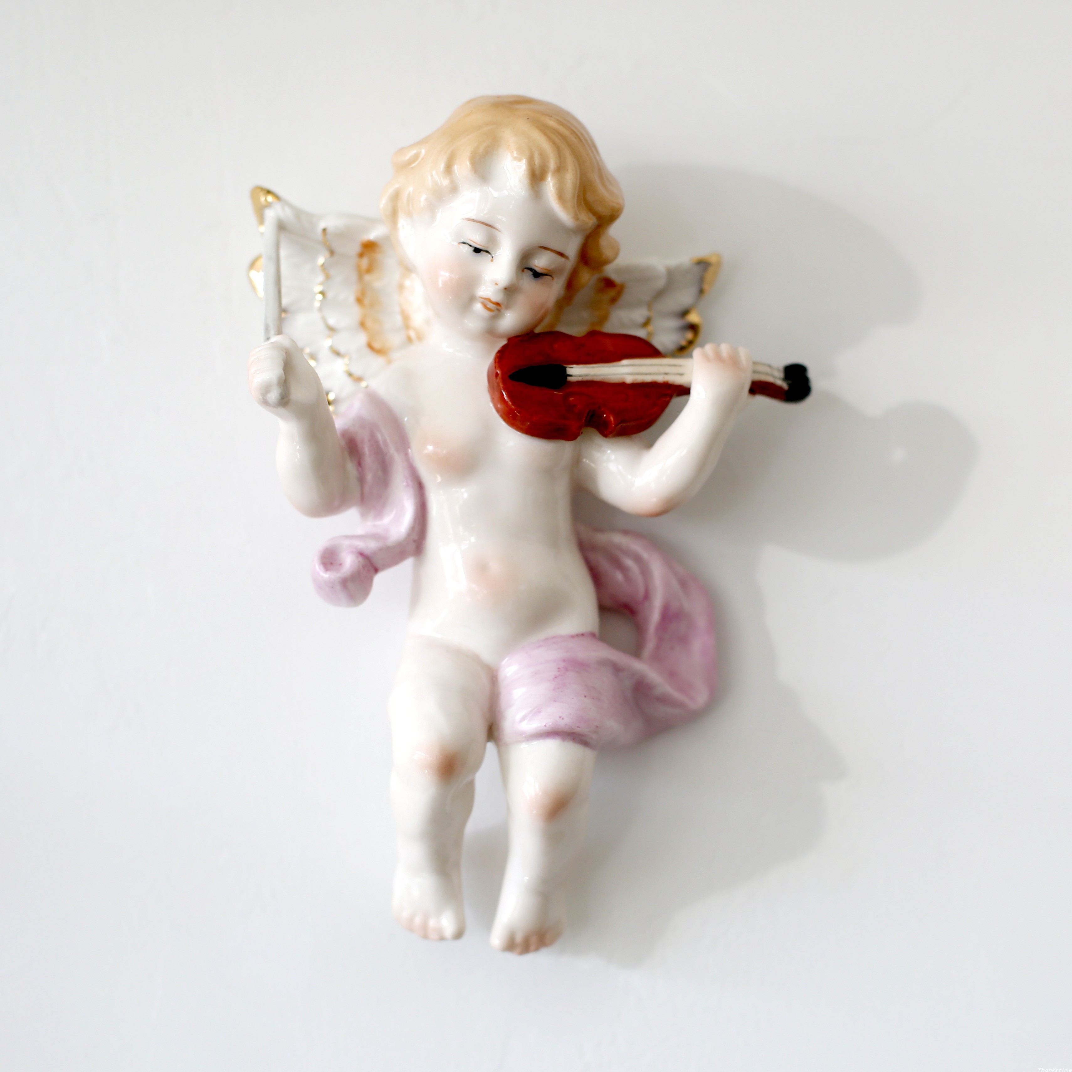 Creative Home Soft European Manual Ceramic Small Angel Wall-mounted Wings Living Room Bedroom