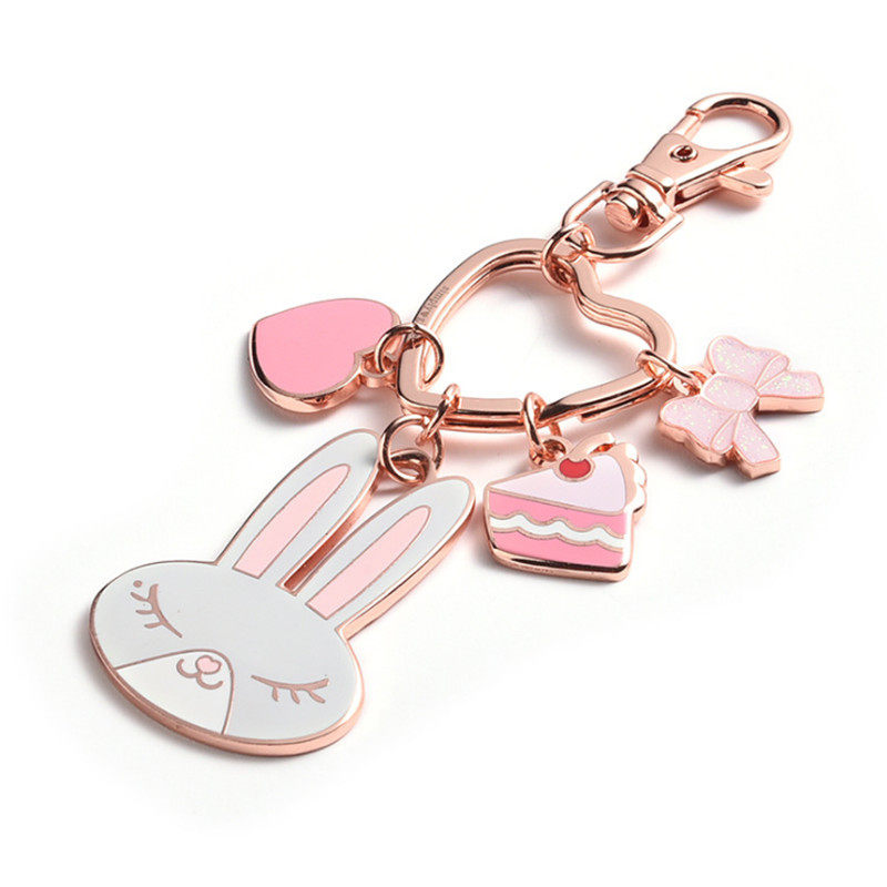 Plated Rose Gold Enamel Drip Glue Key Button to do 2021 Stunning Low Priced Rabbit Loving Keychain Customizable