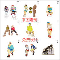 Custom Metal Badges Multiple Stars Perimeter Pink Ensemble Mementos Multicolored Breast Badge Gufeng No Face Figure Chest Pin