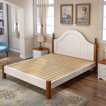 Solid wood bed Modern simple 1 8m double bed Master bedroom 1 5m Mediterranean Nordic bed 1 2 Economy single bed