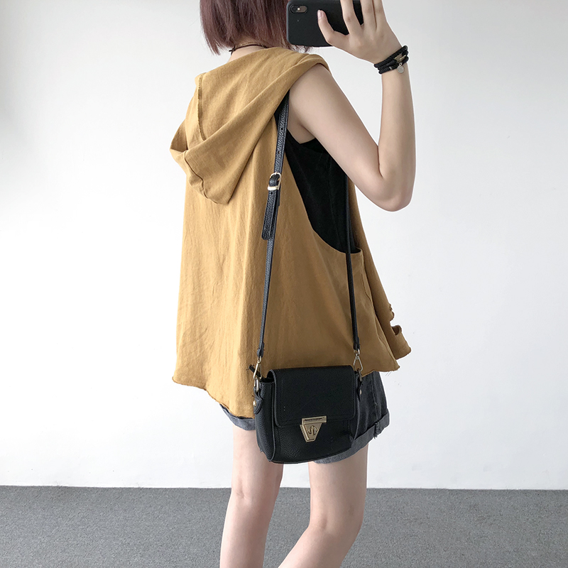 Mùa hè mới đa năng bông lỏng trùm đầu vest không tay áo khoác ngoài của phụ nữ vest trùm đầu cap vest thời trang công sở nữ cao cấp