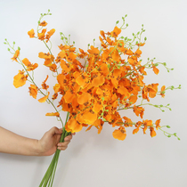  Chinese orange orange dancing orchid single branch simulation flower living room entrance model room decoration wedding floral fake flower