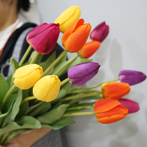  Simulation flower single branches feel moisturizing Dutch tulip bouquet Living room fake flower decoration Dining table coffee table flower arrangement