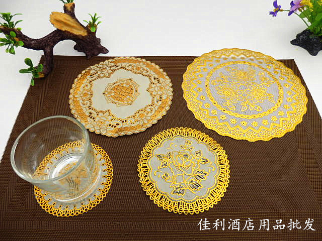 Stylish European hot stamping PVC placemat Table pad Hot stamping heat insulation pad Round rectangular plate pad Coasters Hot stamping pad
