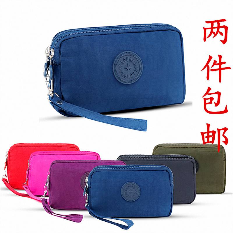 Yagoma's new three-zipper coin purse Multi-layer bag Large screen mobile phone bag Washable cloth leisure coin bag