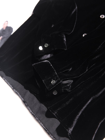 The Xiaohan Pavilion Elegant and Luxurious Silk Velvet V-Neck Single-Breasted Shirt Top for Women Sye860791Ag