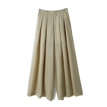 Xiaohanges spring and summer refreshing glossy drape Tencel linen aura casual wide-leg pants KZQ662638MG