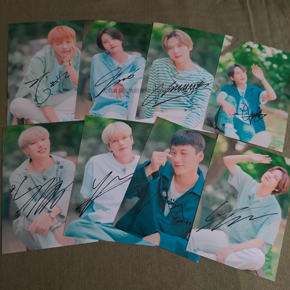Сигнатура участника коллектива ATeez фото 7 дюймов Джин Хон Джонг Парк Сынхуа Чжэн Вашон автограф без печати