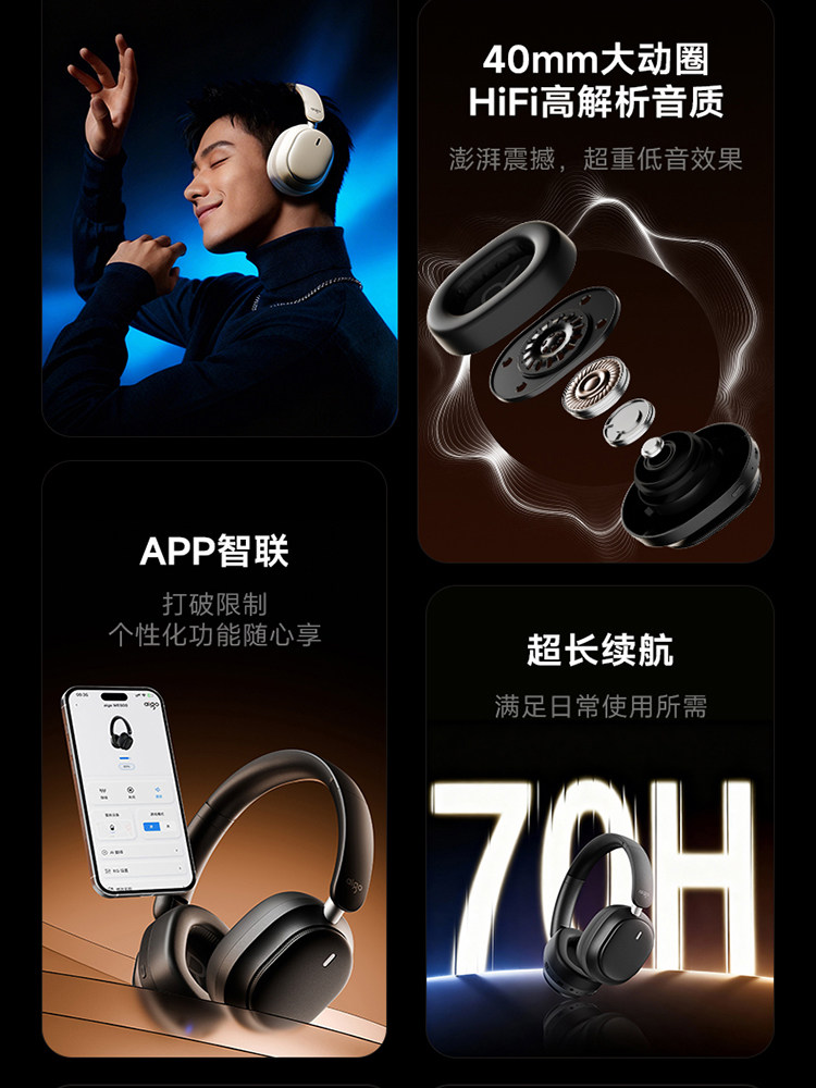 Patriot 5 Microphone Mixed Feed Over-Ear Headphones Ai Wireless Bluetooth Gaming Earphones with Microphone 2025 New Model Anc