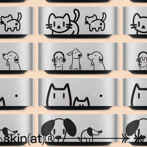 Skinat подходит для Mac Mini Stickers Apple AI Computer 2024MAC Mini Mini M4 Hos Host Film Cartoon Cartive Cat and Dog