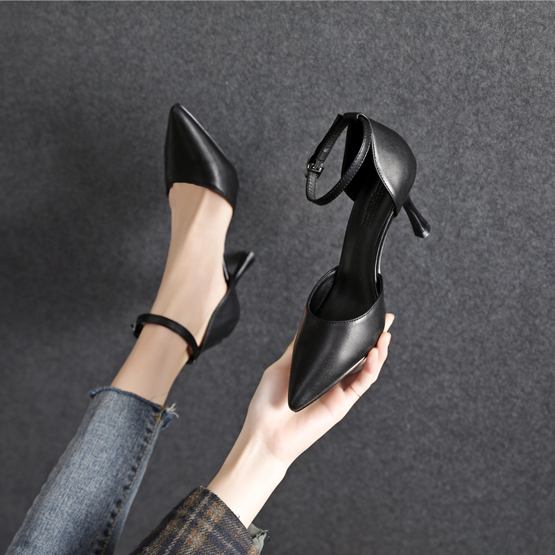 Small Size Sandals for Women 313233 Versatile Pointed Toe Hollow Strap Large Size High Heels 41 to 43 Extra Wide for Wide Feet