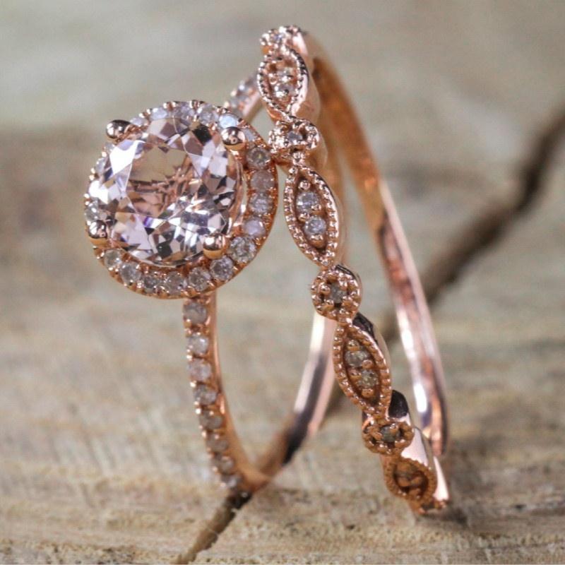 jewelry rose gold diamond ring round lads suit engagement