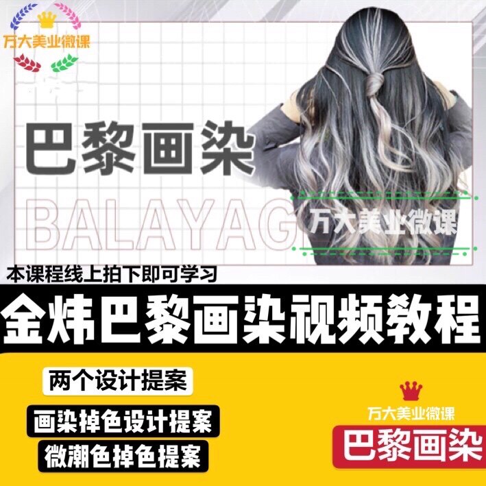 2020黑眼圈金炜ins风巴黎画染课程微潮色染发美发视频教程