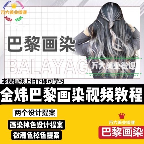 2020黑眼圈金炜ins风巴黎画染课程微潮色染发美发视频教程