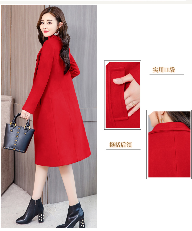 Áo khoác len, áo khoác len, nữ, phần dài, 2019, mùa xuân mới, phiên bản Hàn Quốc, mùa xuân, mỏng, thủy triều đỏ dày - Accentuated eo áo áo dạ nữ cao cấp