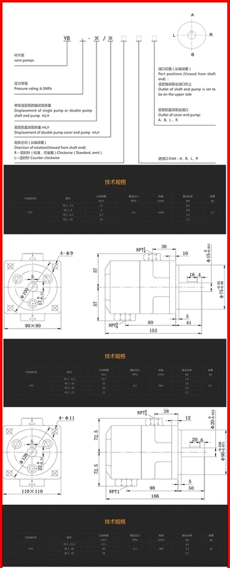 Máy bơm cánh gạt thủy lực Xianju Yongling yb1-10 máy bơm dầu máy mài YB1-100/4/6/16/25/bộ sưu tập bơm bánh răng bom thuy luc mini bơm tay thủy lực 2 chiều