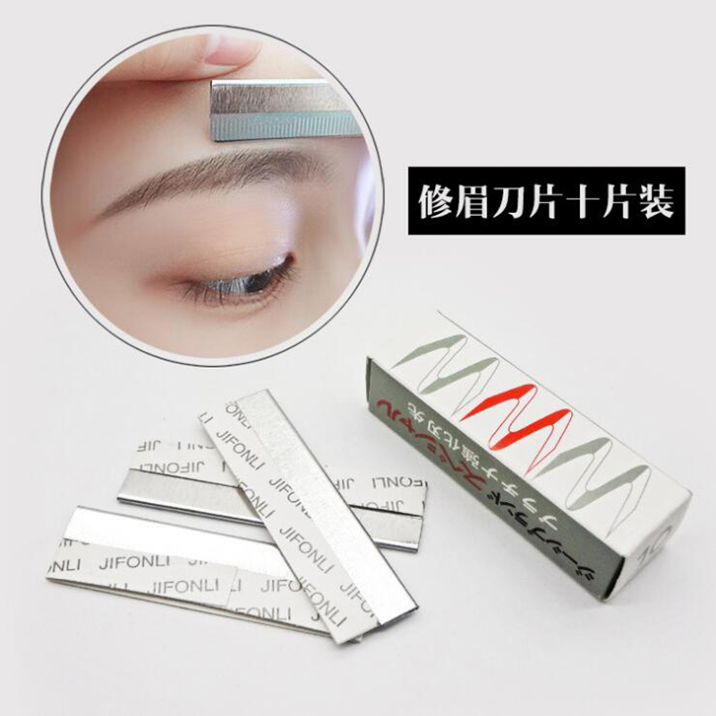 10 BROW BLADES JAPAN WHITE GOLD STAINLESS STEEL NEW HAND SUIT BEGINNERS WITH THEORIST MEN AND WOMEN TYPE SHAVE EYEBROWS