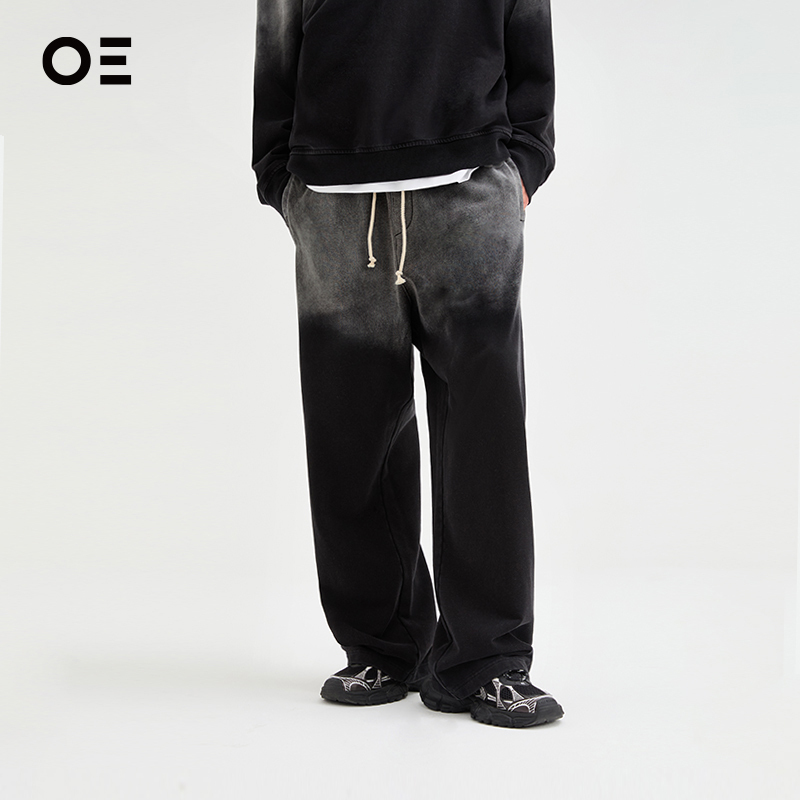 Organic Emotion Micro-Flared Spray-Dyed Sweatpants with High Drape, Slimming Wide-Leg Knit Pants [Celebrity Style]