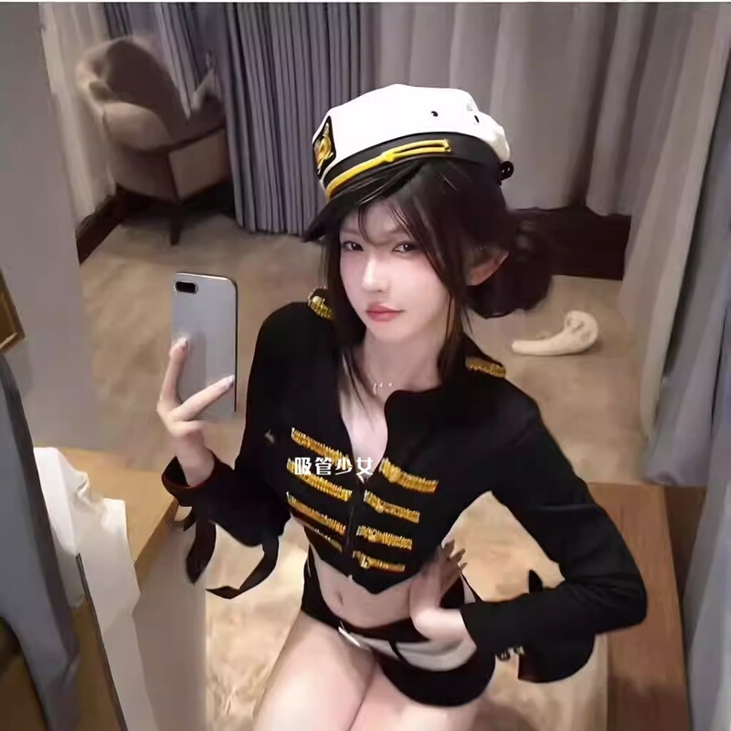Bad Cop Girl, Sexy Policewoman Cosplay Uniform, Sexy Waist-Revealing Outfit, Pure Desire Nightclub Bar Role Play